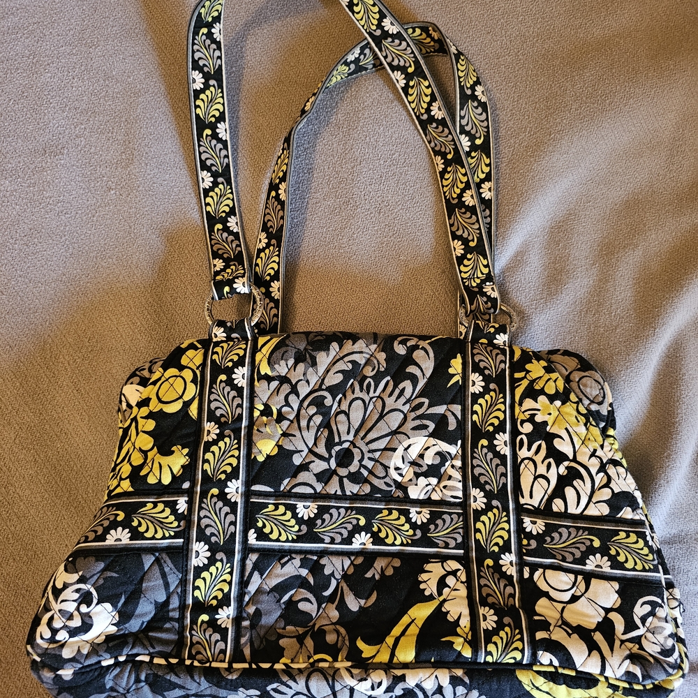 Vera Bradley Black and Yellow Floral Shoulder Bag